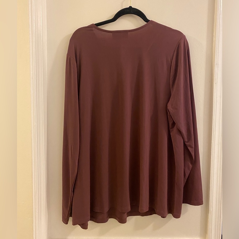 Lane Bryant Long Sleeve V-Neck Top - Dusty Rose - Picture 5 of 5